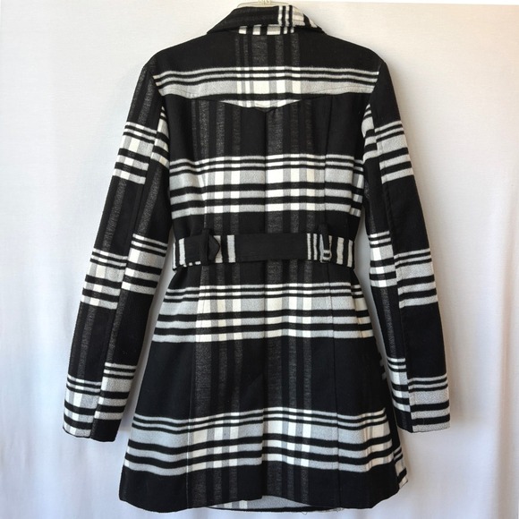 BCX Coat Black & White Plaid L Belted Statement Maximalist Art to Wear - Picture 7 of 10